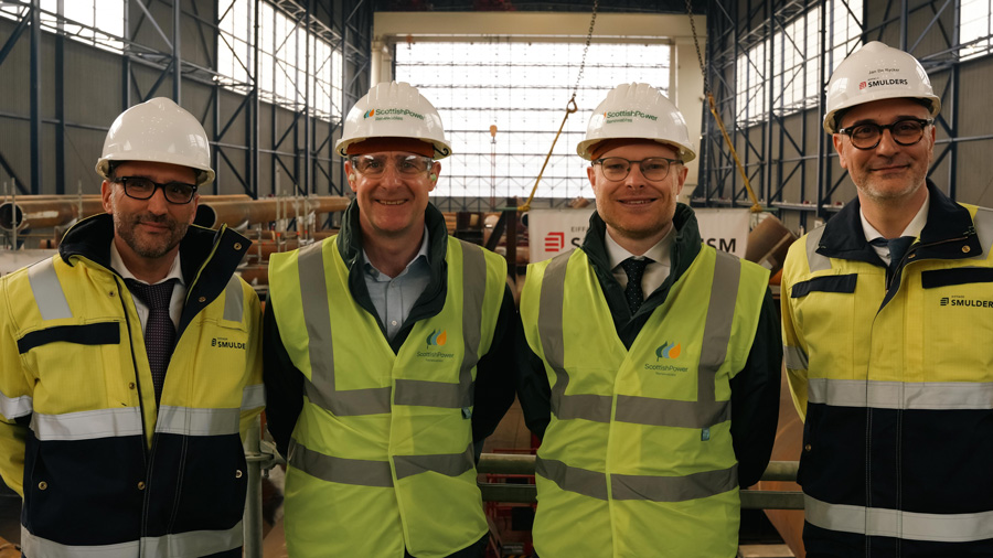 L-R: David Muylaert, CEO Smulders; Charlie Jordan, ScottishPower Renewables CEO; Michael Shanks, Energy Minister; Jan De Rycker, Director Smulders Projects Belgium & UK