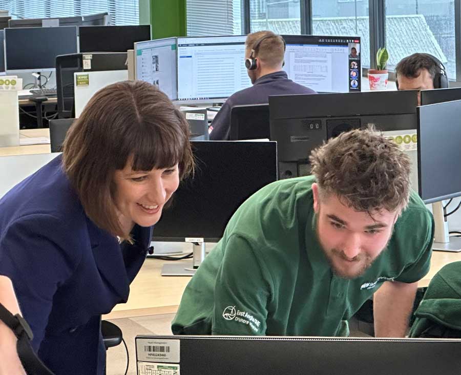 Labour Shadow Chancellor, Rachel Reeves MP, receiving a tour of Lowestoft